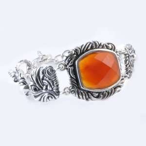  Bronzed By Barse Silver Overlay Faceted Carnelian Bracelet 
