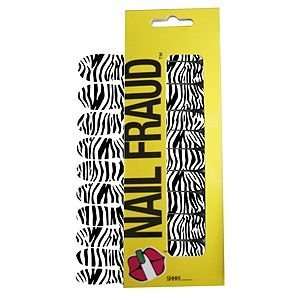  Nail Fraud Do It Yourself Nail Decals, Black/White Zebra 