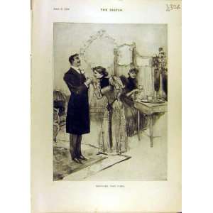  1896 Lady Gent Sketch Comedy Fishermen Gents Print