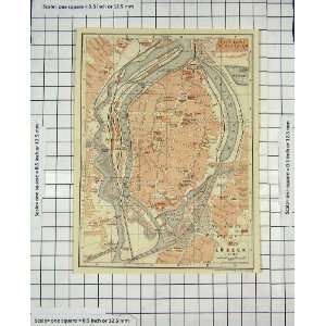    Antique Map Germany Street Plan Lubeck Kanal Hasen