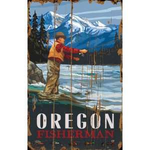  ArteHouse 0003 0523 Fly Fishing Planked Wood 14 x 23 Sign 