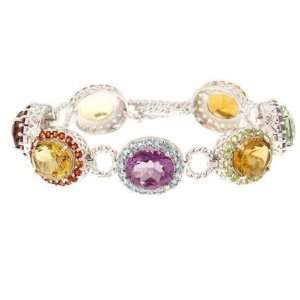 Sterling Silver 35.00 cttw Multi gemstone 7 1/4 Toggle 