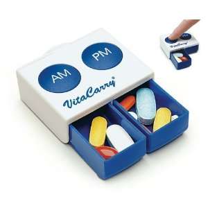  AM/PM Pushbutton Drawer Pill Organizer Health & Personal 