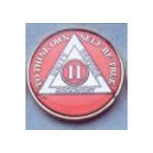  AA Coin   4 YEAR TRI COLOR RED with Silver & Gold Plate 