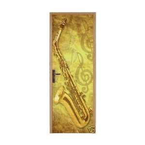  Stickersmania   Door sticker smooth with saxophone 204 x 