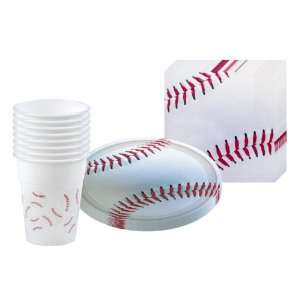  Baseball Fan Party Supplies Pack Including Plates, Cups 