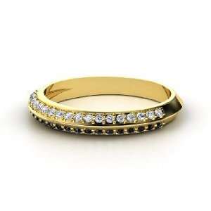  Full Frontal Pave Ring, 14K Yellow Gold Ring with Black 