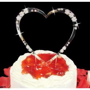   Flower Single Heart Crystal Accented Cake Topper
