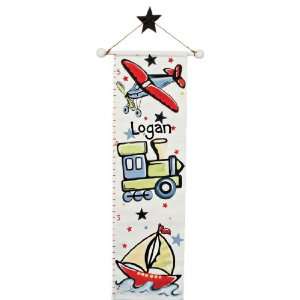  Transportation Hand Painted Canvas Growth Chart Baby