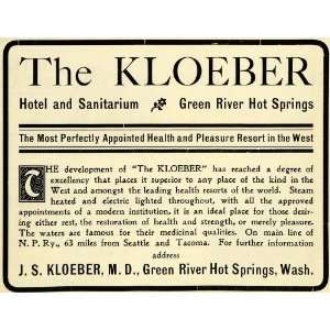  1903 Ad Kloeber Hotel Sanitarium Green River Hot Spring 