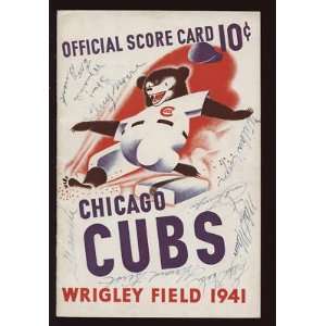  1941 St. Louis Cardinals @ Chicago Cubs Program 9 Sigs 