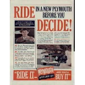   In A New Plymouth Before You Decide  1941 Plymouth Ad, A2753