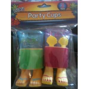  Plastic Luau Tropical Party Shot Cups with Flip Flop Feet 