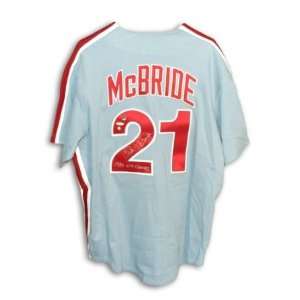    Bake McBride Signed Phillies Jersey 1980 WS Champs 