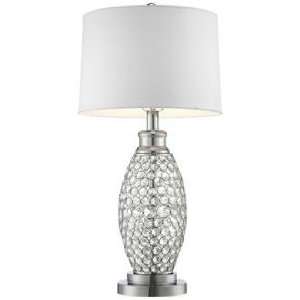    Beaded Crystal Table Lamp with White Shade