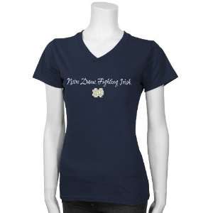   Fighting Irish Navy Blue Ladies Goal Line T shirt