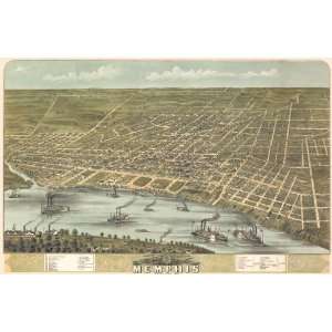  1870 Birds Eye View of Memphis by Albert Ruger