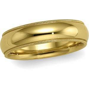   Ring Ring. 06.00 Mm Comfort Fit Milgrain Band In 10K Yellowgold Size 9