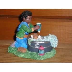  Afro American Boy Giving Dog a Bath (4tall   4.5wide 