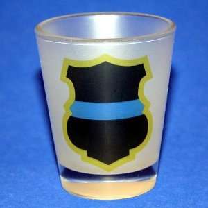  Thin Blue Line Police Shield Frosted Shot Glass 