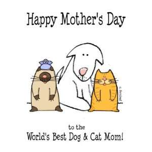  Happy Mothers Day Worlds Best Dog Cat Mom Greeting 