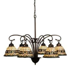  31 Inch W Tiffany Roman 6 Lt Chandelierr Ceiling Fixture 