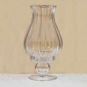  Stemmed Fluted Clear Glass Pillar Candle Holder