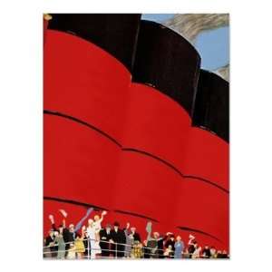  Vintage Cruise Ship Passengers Waving Goodbye Posters 