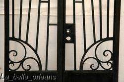 ART DECO FRENCH WROUGHT IRON GATE WITH FRAME/TRANSOM  