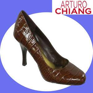 Arturo Chiang Gabbi Brn Croco Leather Pump Size 10  