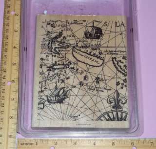 OLD WORLD MAP ~ STAMPIN UP RUBBER STAMP SET low shipping  