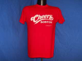 vintage 80S CHEERS BOSTON BAR TV SHOW SUPER SOFT RED t shirt MEDIUM M 