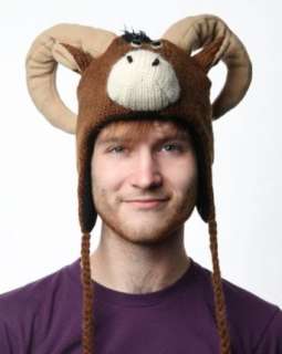  DeLux Mountain Goat Brown Wool Pilot Animal Cap/Hat 
