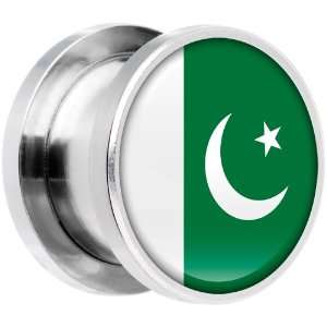  8mm Stainless Steel Pakistan Flag Saddle Plug Jewelry