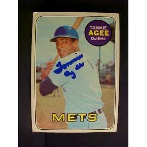  Tommie Agee New York Mets #364 1969 Topps Signed Baseball 