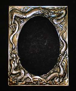 Early Elias Artmetal Mirror or Photo Frame Dragon Chasing Pearl 
