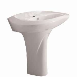  White Oval Vitreous China Pedestal with Single Hole Faucet 