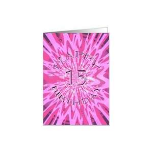    Pink funky Birthday card for a 15 year old Card Toys & Games