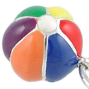 3D Beach Ball Vintage Style 925 Sterling Silver and Enamel Traditional 