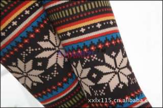 Vintage Snowflake Stripe Wool Blend Slim Pant Leggings Tights Pants 