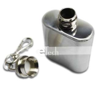 1OZ Stainless Steel Hip Alcohol Pocket Flask KeyChain  