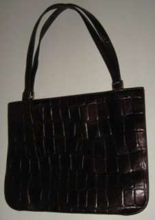 JONES NEW YORK Dark Chocolate Brown Alligator Shoulder Bag Purse Bag 