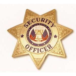  HWC Seven (7) Point Star SECURITY OFFICER Badge GOLD with 