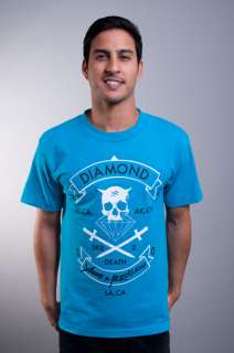 NEW MENS YOUNG & RECKLESS TURQUOISE DIAMOND SUPPLY PIRATE TEE T SHIRT 
