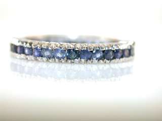 ANTIQUE SAPPHIRE ETERNITY 14KT WHITE GOLD BAND RING  