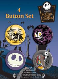 Nightmare Before Christmas Carded Button Set of 4 #1  