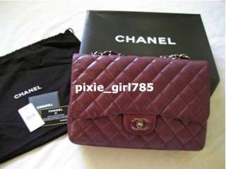 Auth CHANEL 06A Violet Fonce JUMBO Classic Flap, SHW  