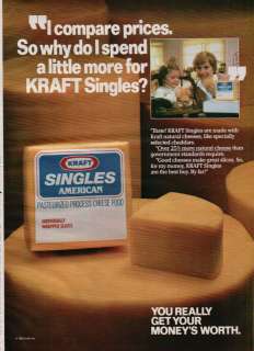 1983 Print Ad Kraft Singles American Get Moneys Worth  