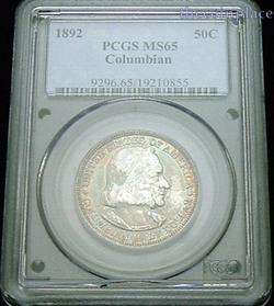 1892 COLUMBIAN HALF DOLLAR PCGS MS65 COLOR TONE /0855  