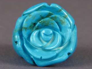 Ring Blue Turquoise Howlite 1 Carved Rose SZ 7.25  